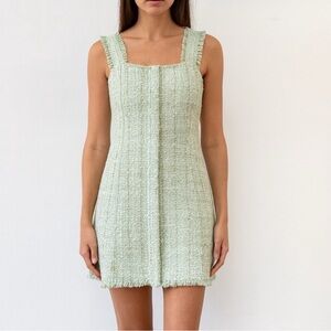 House of Harlow 1960 Tweed Green Mini Dress womens size small
